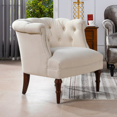 Katherine Tufted Accent Chair, Sky Neutral Beige Polyester