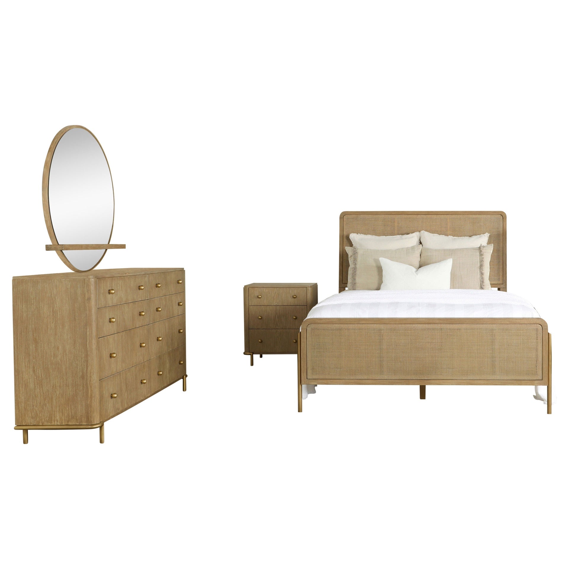 Stevie Sand Wash/Natural Cane 4-piece Eastern King Bedroom Set
