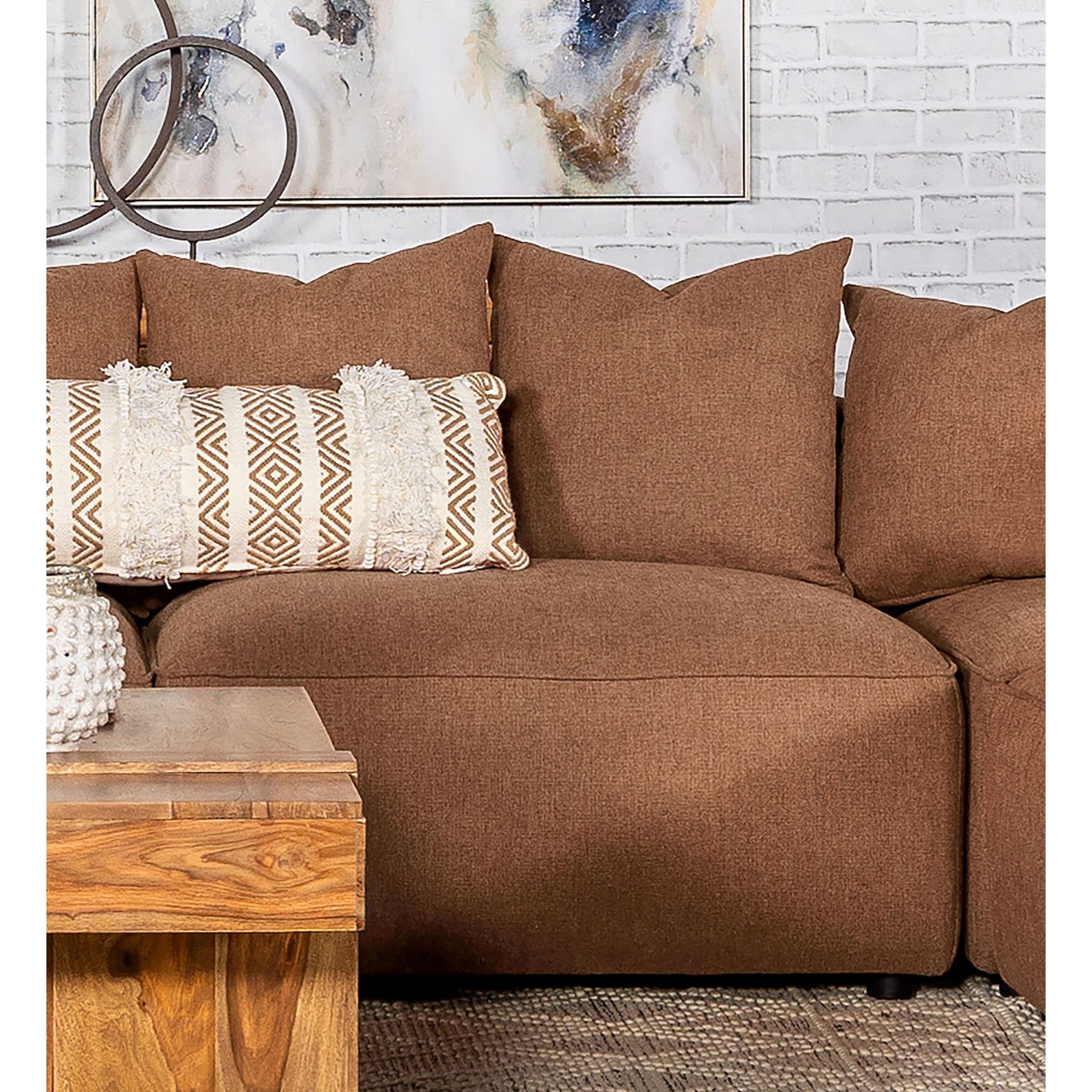 Colleen Terracotta Tight Seat Armless Chair with Pillows