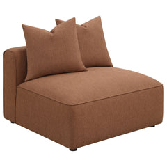 Colleen Terracotta Tight Seat Armless Chair with Pillows