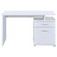 White 2-Drawer Reversible Office Desk