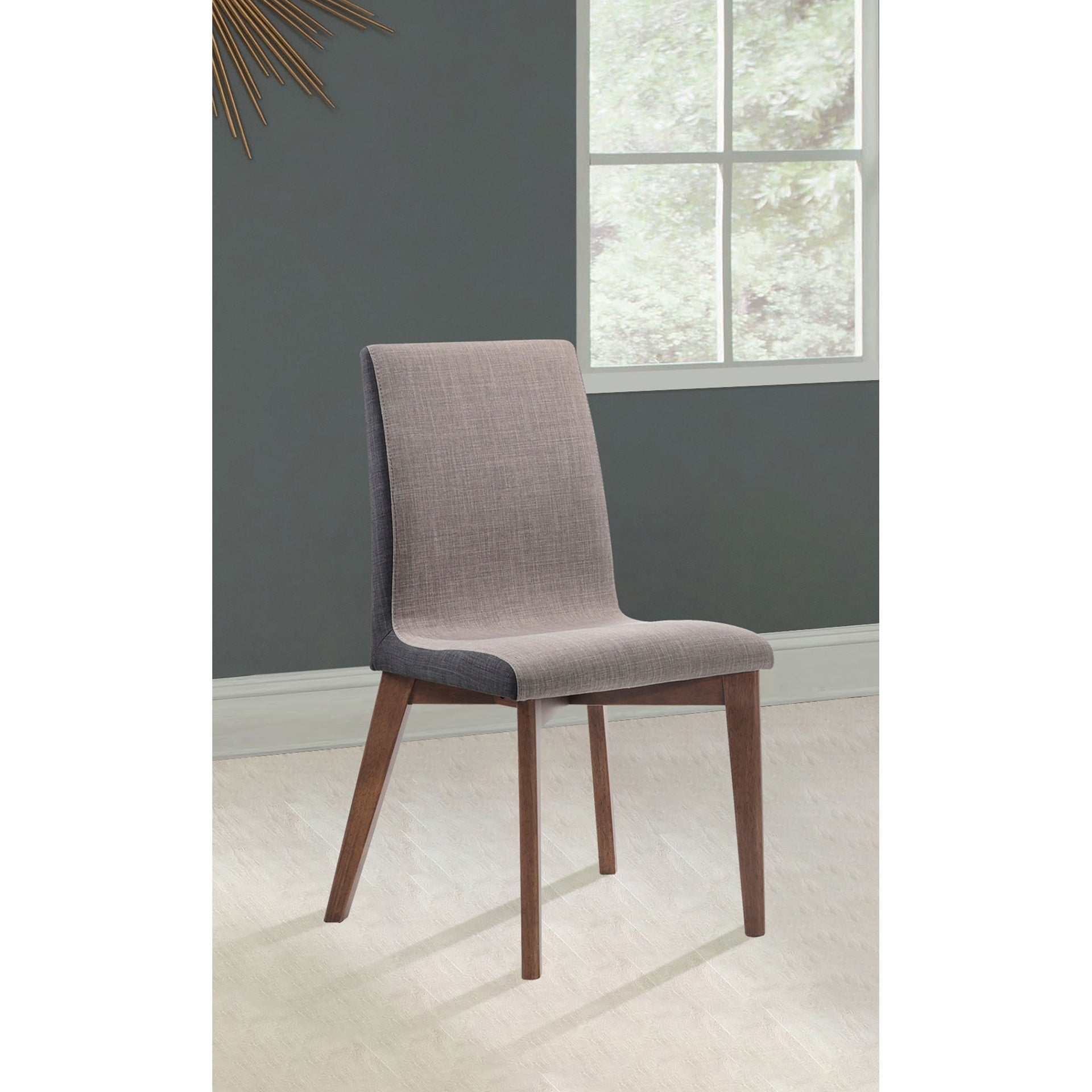 Grey and Natural Walnut Upholstered Side Chairs (Set of 2)