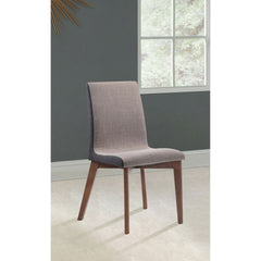 Grey and Natural Walnut Upholstered Side Chairs (Set of 2)