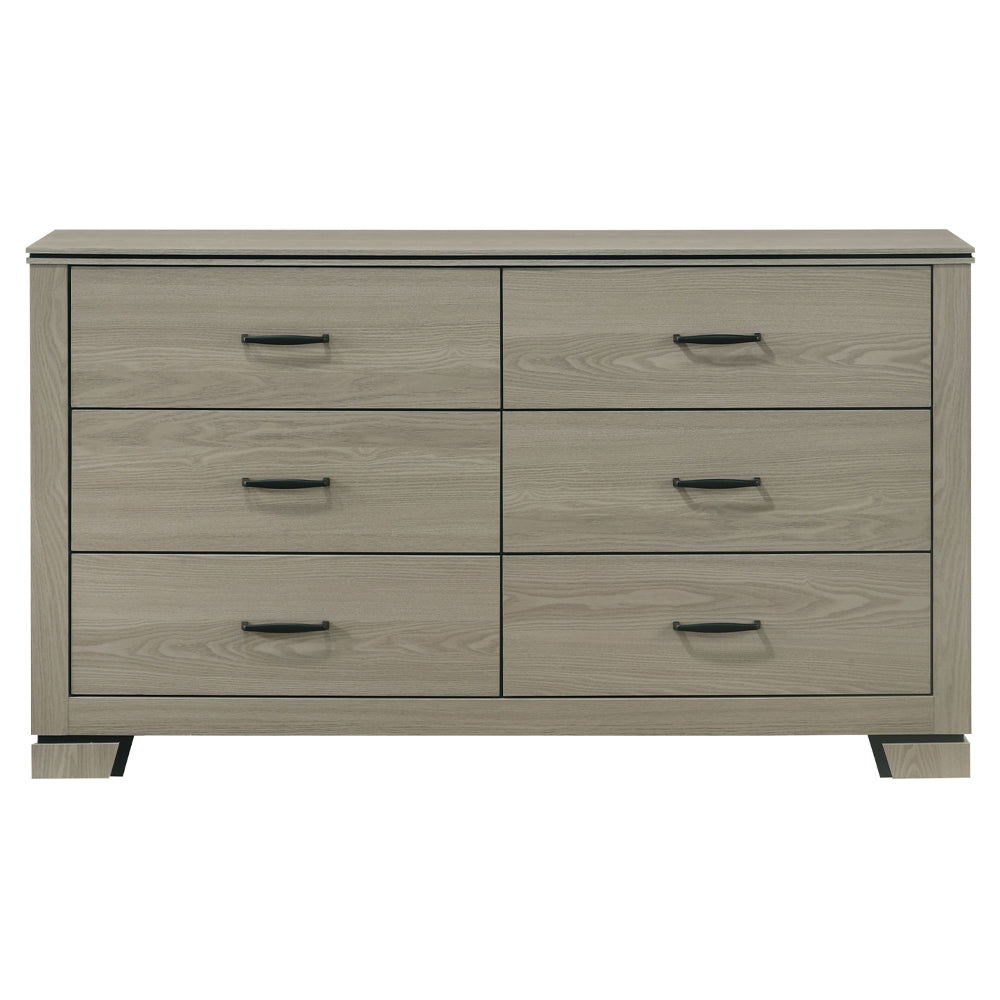 Modern Sleek Design Six Drawers Storage Dresser 1pc Gray Finish Wooden Bedroom Furniture
