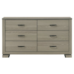 Modern Sleek Design Six Drawers Storage Dresser 1pc Gray Finish Wooden Bedroom Furniture