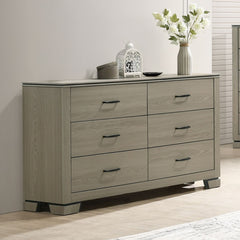 Modern Sleek Design Six Drawers Storage Dresser 1pc Gray Finish Wooden Bedroom Furniture