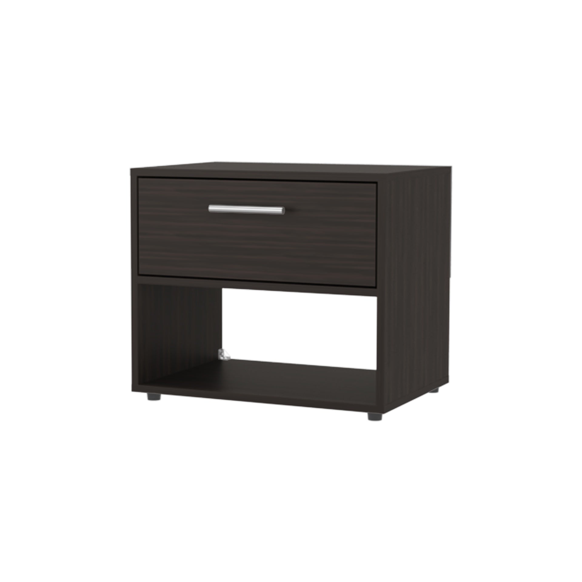 FM FURNITURE Round Rock Nightstand with a Drawer. Stained Walnut