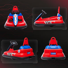 Aosom Toddler Bumper Car, 360° Rotation 6V Kids Electric Ride on Bumper Car with EVA Bumper Edges, Twins Motor, Songs, Horn, LED Lights, Safety Belt for 18-48 Months, Red