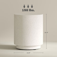 Nordic style Table with Concrete Finish Round Side Table, Light Yellow