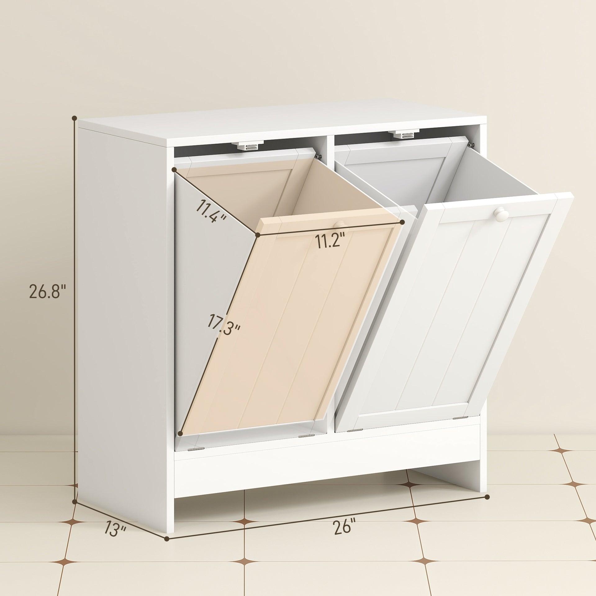 Hidden Laundry Hamper Cabinet,Tilt-out Laundry Storage Cabinet
