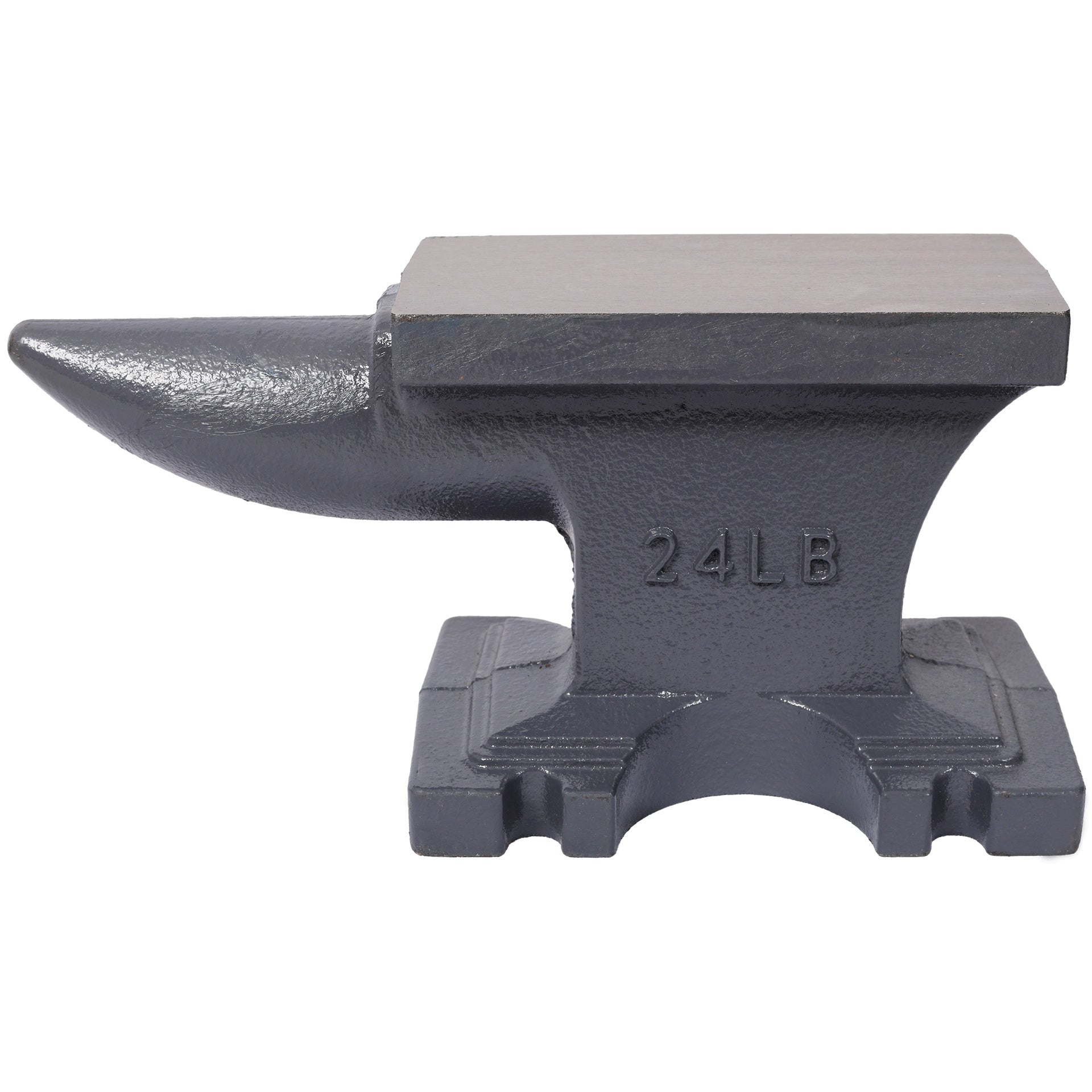 24LB(11KG) Cast Iron Anvil,with Single Horn Round Horn and Stable Base,for Bending, Shaping,and Twisting,Gray