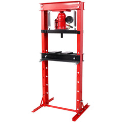 20Ton Bottle Jack Shop Press with Gauge, Bend, Straighten, or Press Parts, Install Bearings, U-Joints, Bushings, Ball Joints, and Pulleys,Red