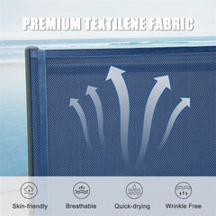 Outdoor Lounge Chair, Aluminum Plastic Patio Chaise Lounge with Side Table & 5 Position Adjustable Backrest & Wheels, All Weather Reclining Chair for Outside Beach Poolside Lawn, Navy Blue
