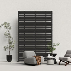 Outdoor Privacy Screen, Freestanding Patio Screen with Metal Frame & Resin Panels, Modern Decorative Privacy Fence for Patio, Garden, Balcony, Backyard