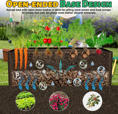 6x3x2ft Galvanized Raised Garden Bed, Outdoor Planter Garden Boxes Large Metal Planter Box for Gardening Vegetables Fruits Flowers, Brown