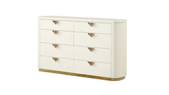 La Pierre Modern Style 8- Drawer Dresser(INCLUDES ONLY DRESSER) Made with Wood and Gold Accents in Beige