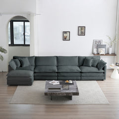 Modular Sectional Sofa for Living Room,U Shaped Couch 5 Seater Convertible Sectional Couch with 1 Ottoman ,Gray Chenille