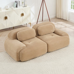 82'' 2-seat sofa in luxuryCorduroy Fabric modular for free combo separation curved armrests ,anti-slip design high-resilience sponge fits living rooms bedrooms Audiovisual Room,Camel