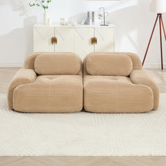 82'' 2-seat sofa in luxuryCorduroy Fabric modular for free combo separation curved armrests ,anti-slip design high-resilience sponge fits living rooms bedrooms Audiovisual Room,Camel