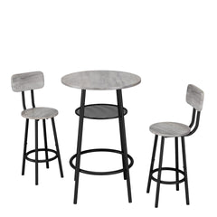 3 Pieces Round Bar Table Set, with backrest and partition,Small Dining Table for 2, Breakfast Table 2 Stools for Kitchen, Dining Room