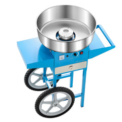 Commercial Cotton Candy Machine with Cart Sugar Floss Maker 1000W for Party Blue