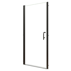 34-36 in.W x 72 in.H Pivot Frameless Shower Door,1/4 in. Clear Glass Pivot Swing Shower Doors in Matt Black,Pivot Shower Door Reversible Installation
