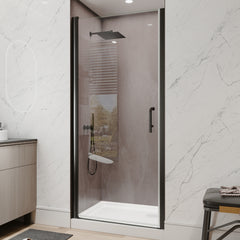 34-36 in.W x 72 in.H Pivot Frameless Shower Door,1/4 in. Clear Glass Pivot Swing Shower Doors in Matt Black,Pivot Shower Door Reversible Installation