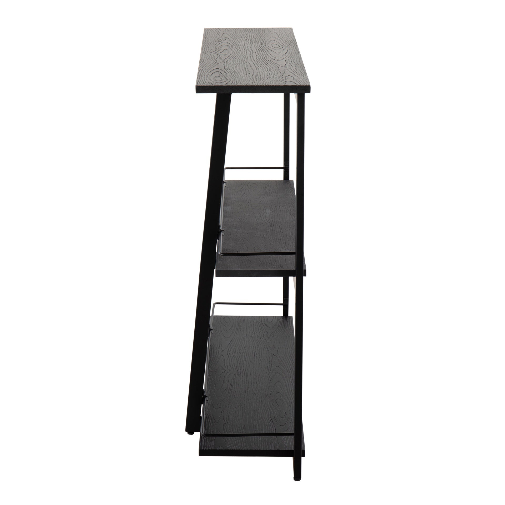 Converge Industrial Bookcase in Black Steel and Black Bamboo by LumiSource