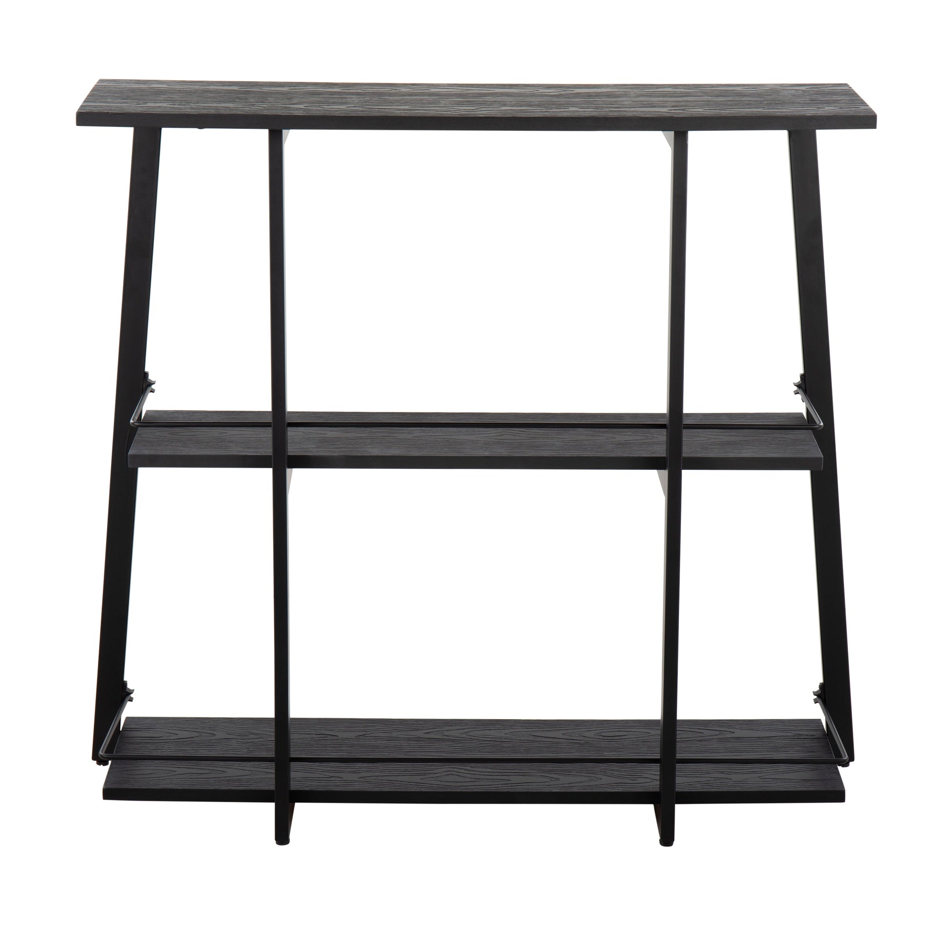 Converge Industrial Bookcase in Black Steel and Black Bamboo by LumiSource