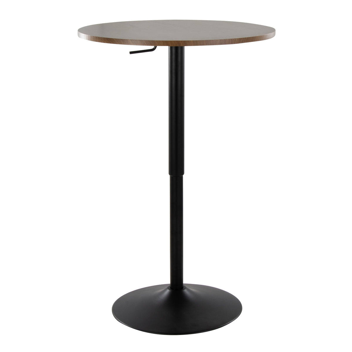 Elia Contemporary Adjustable Bar Table in Black Metal and Walnut Wood Top by LumiSource