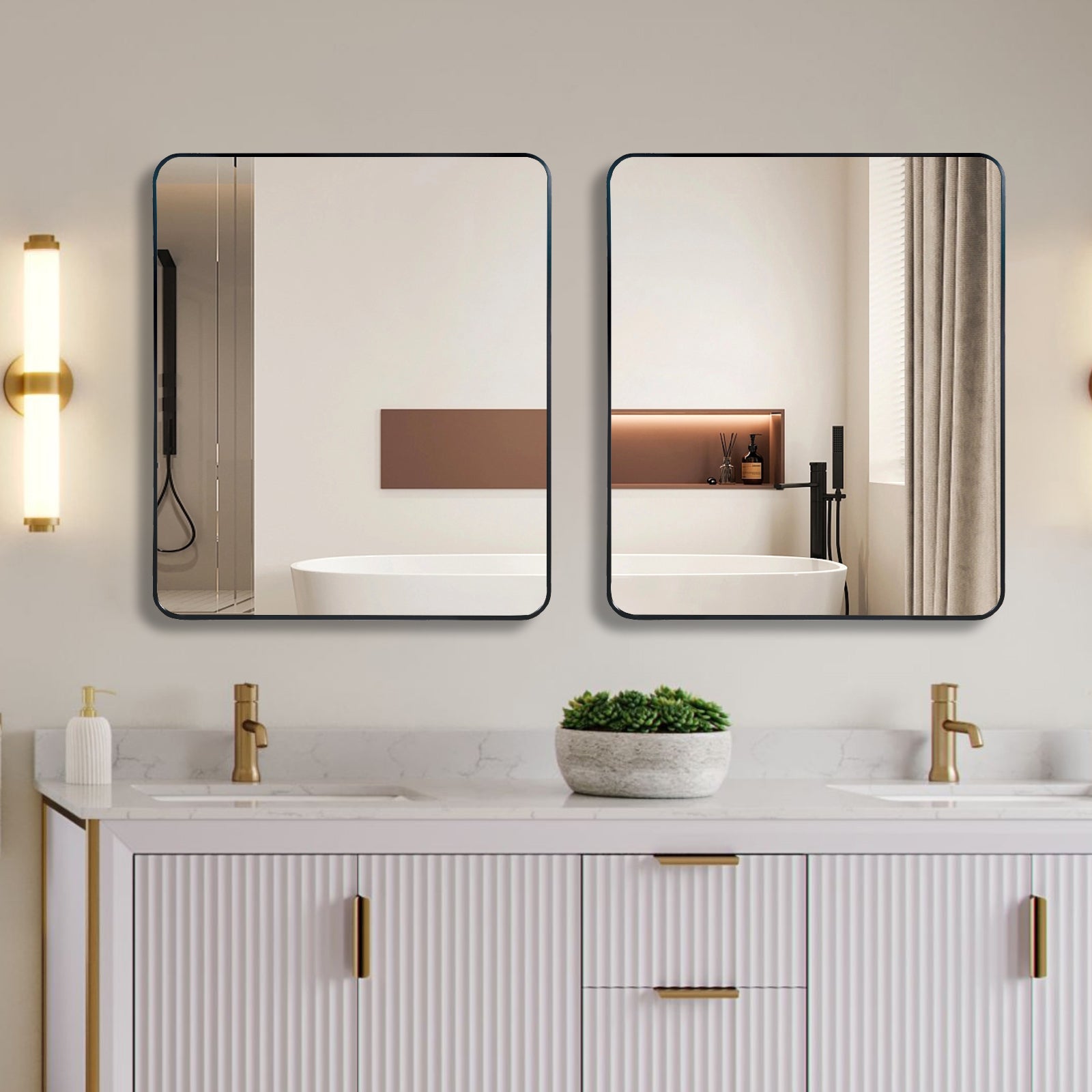 Black 30 "x36" Rectangular Bathroom Wall Mirror