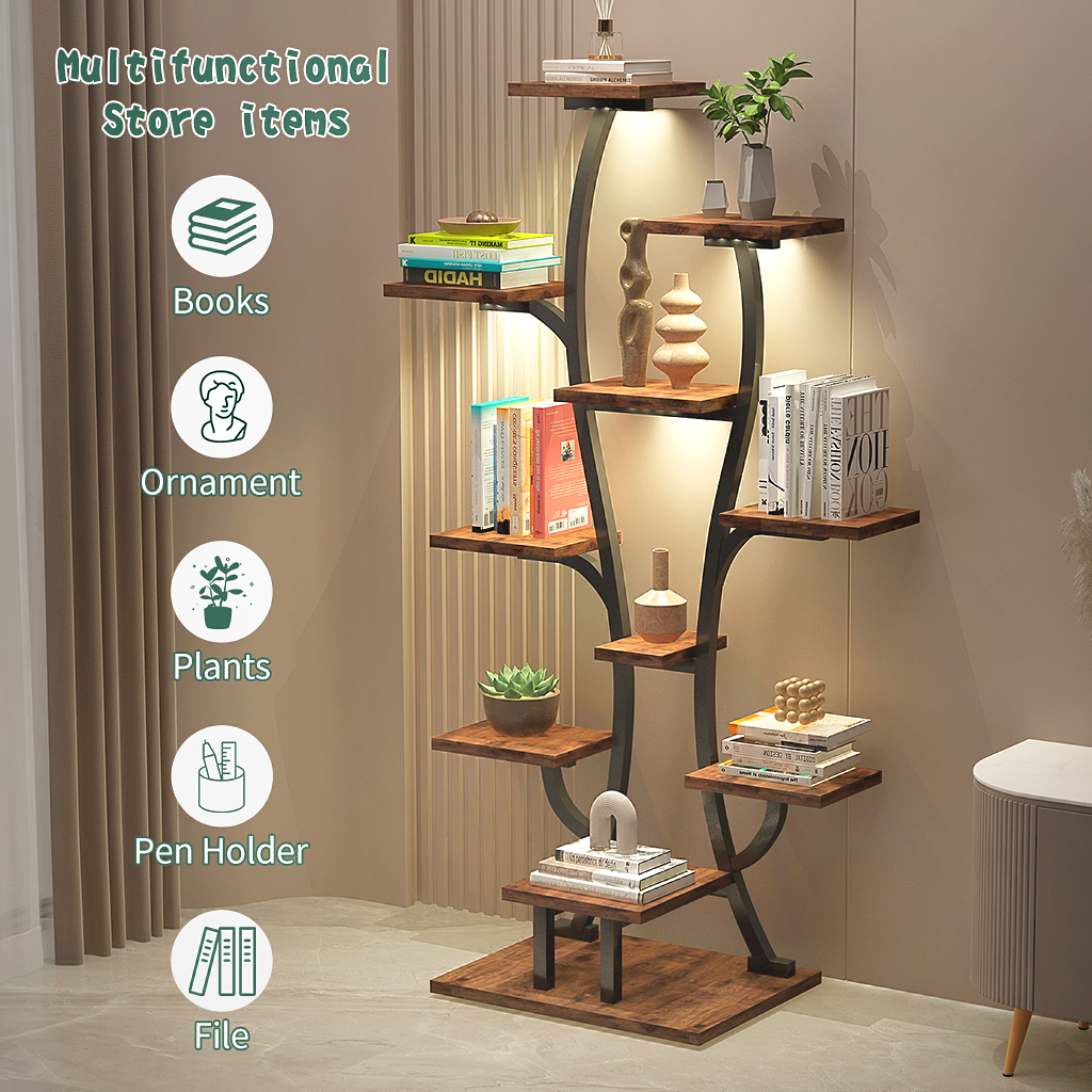 (Vase Shape) Plant Stand Indoor with Grow Lights, Indoor Plant Shelf, Metal Plant Flower Holder Stand, Vase Shape Plant Rack for Home, Patio, Plant Stand, Plant Stand Indoor