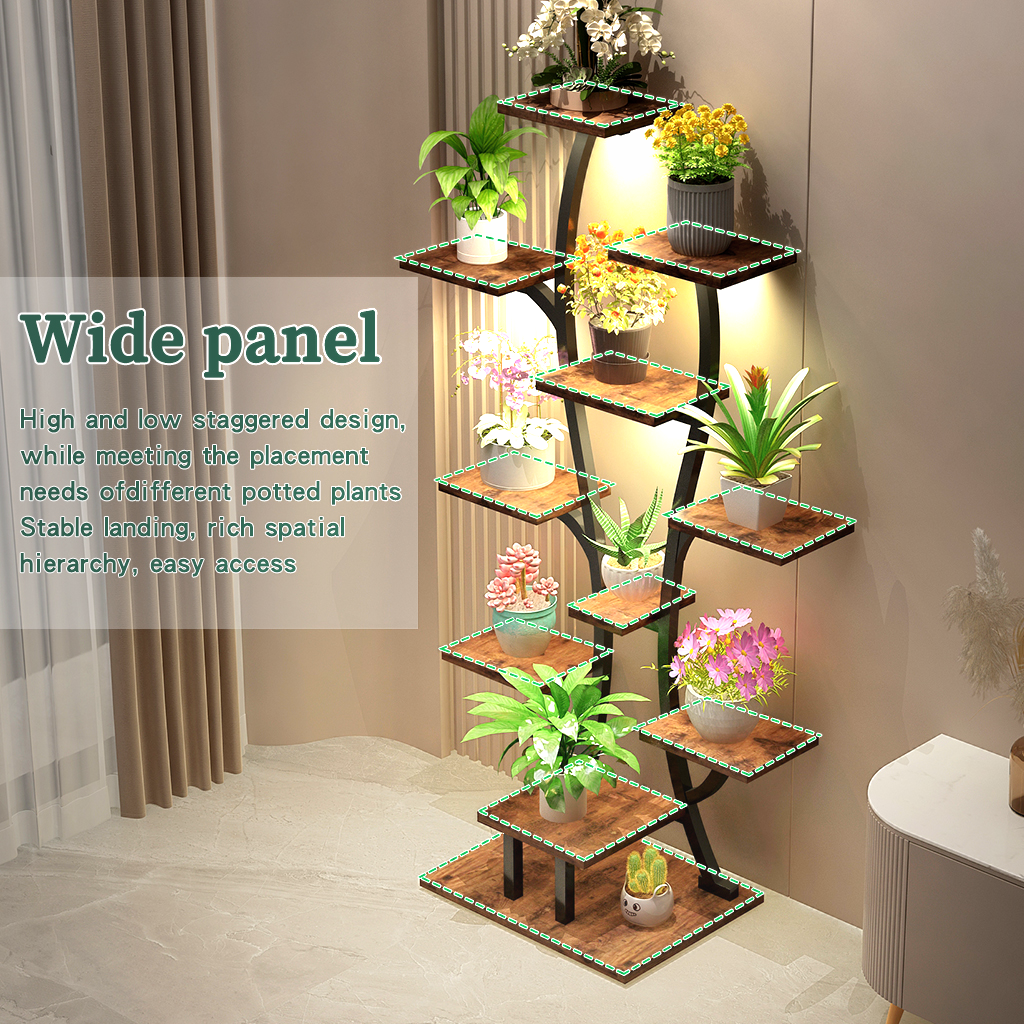 (Vase Shape) Plant Stand Indoor with Grow Lights, Indoor Plant Shelf, Metal Plant Flower Holder Stand, Vase Shape Plant Rack for Home, Patio, Plant Stand, Plant Stand Indoor
