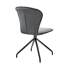 Cyrine Dining Room Accent Chair in Gray Fabric and Faux Leather with Black Finish - Set of 2
