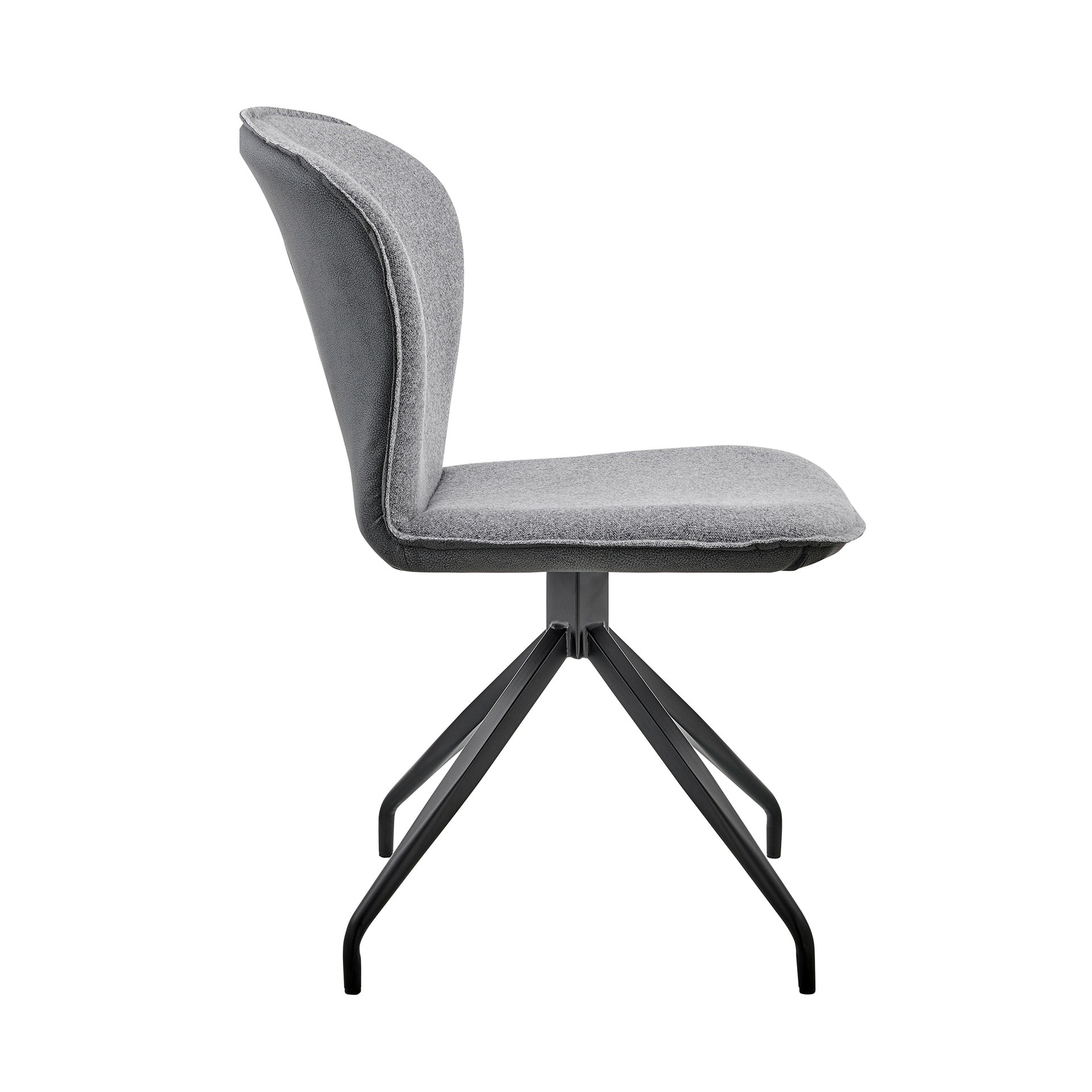 Cyrine Dining Room Accent Chair in Gray Fabric and Faux Leather with Black Finish - Set of 2