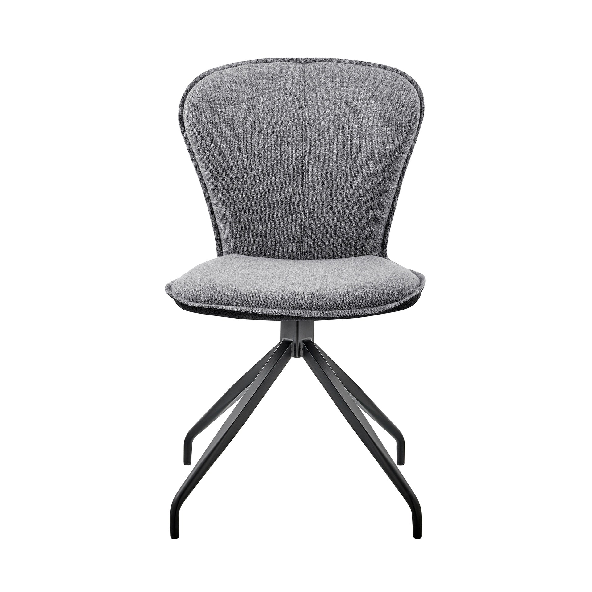 Cyrine Dining Room Accent Chair in Gray Fabric and Faux Leather with Black Finish - Set of 2
