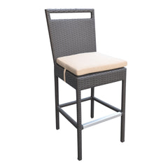 Luvien Outdoor Patio Wicker Barstool with Water Resistant Beige Fabric Cushions