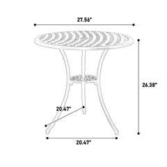 3 Piece Patio Bistro Set Cast Aluminum Bistro Table and Chairs Set of 2 with Umbrella Hole,All Weather Metal Bistro Table Set,Outdoor Patio Furniture Set for Garden with cushion White