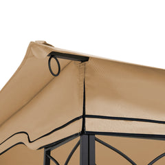 13x10 Ft Patio Double Roof Gazebo Replacement Canopy Top Fabric,Khaki