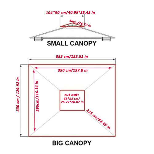 13x10 Ft Patio Double Roof Gazebo Replacement Canopy Top Fabric,Khaki