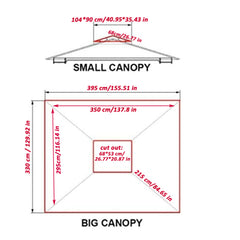 13x10 Ft Patio Double Roof Gazebo Replacement Canopy Top Fabric,Khaki