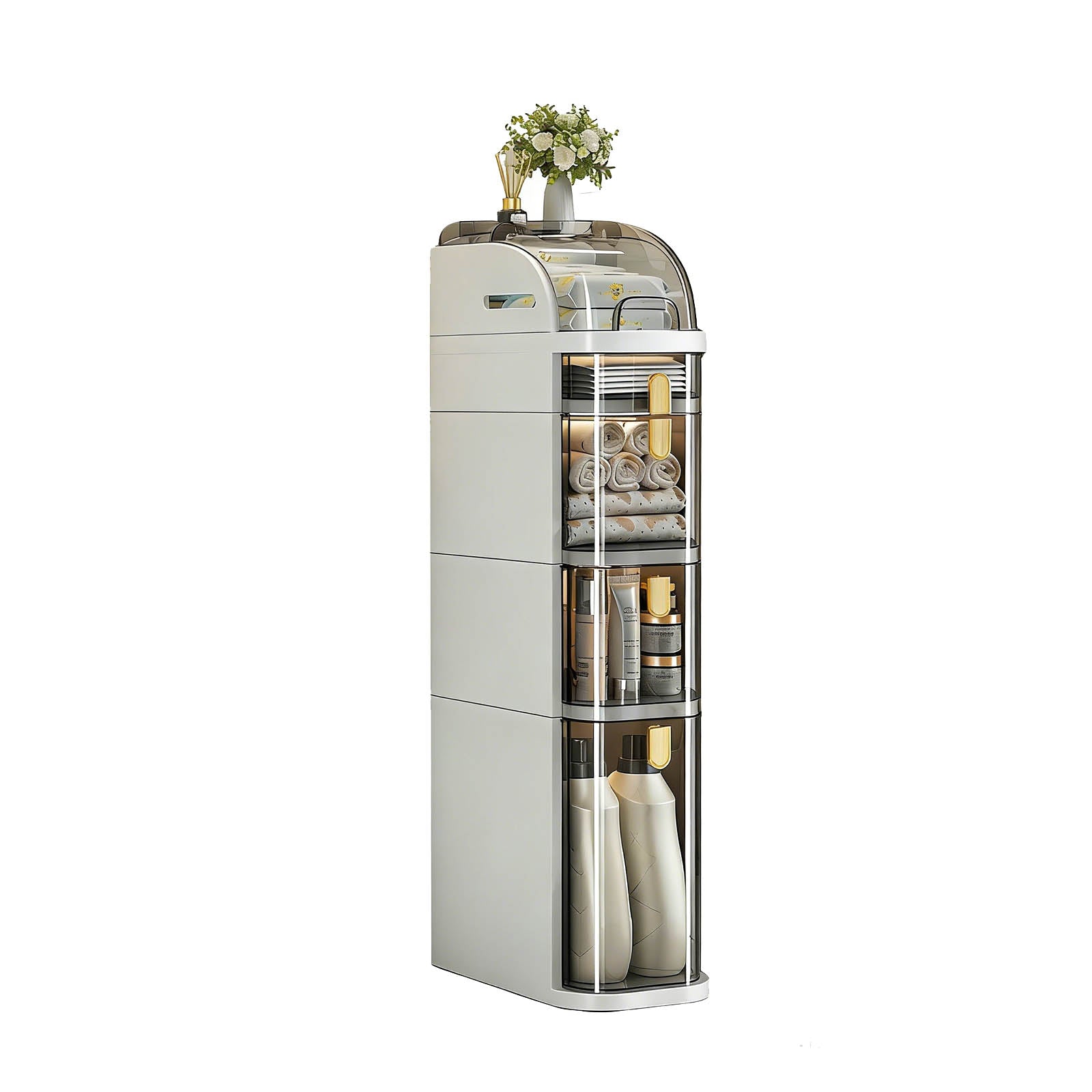 Bathroom Floor Cabinet, 5-Tier Narrow Bathroom Storage Cabinet, Mobile and No Installation Required, Perfect for Small Space Laundry Rooms, Toilet Areas and Living Room Gaps