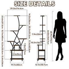 Plant Stand Indoor with Grow Light, 8 Tiered 64" Tall Indoor Plant Shelves for Multiple Plants, Large Metal Plant Shelf, Lighted Plant Stand for Indoor, Balcony, Living Room