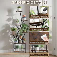 Plant Stand Indoor with Grow Light, 8 Tiered 64" Tall Indoor Plant Shelves for Multiple Plants, Large Metal Plant Shelf, Lighted Plant Stand for Indoor, Balcony, Living Room