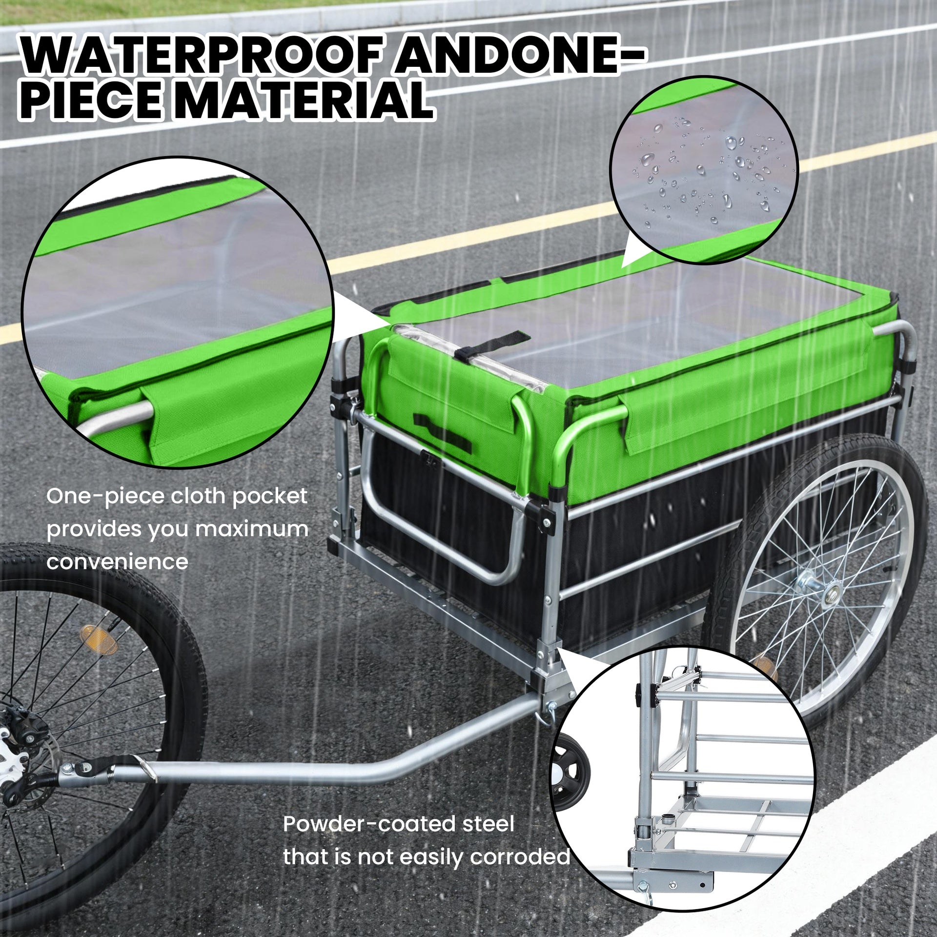 Bike Cargo Trailer, Aluminum Luggage Cart,Heavy Duty 220 lbs Bicycle Wagon Cart, 20" Whee,l Folding Groceries Hauler with Safe Hitch System, Removable Cover, Oxford Fabric for Cycling Travel