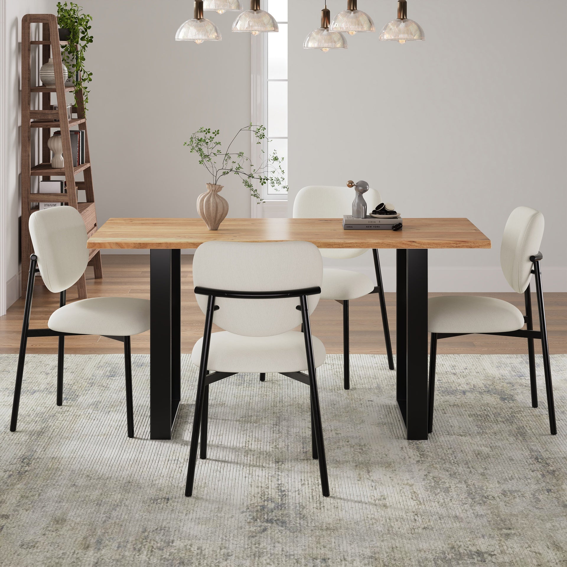 Upholstered  Dining Chairs With Metal Legs (Set of 2),Beige