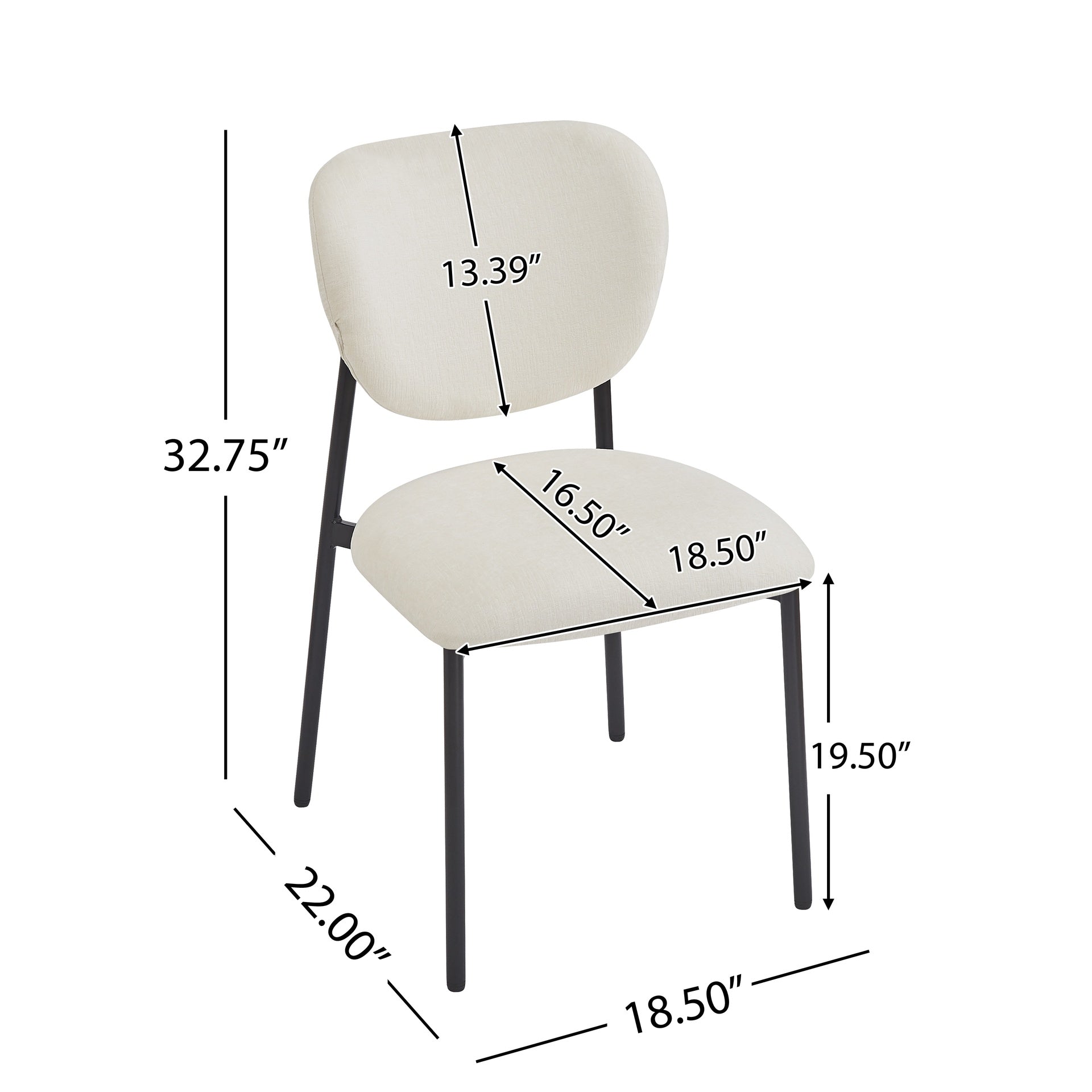 Upholstered  Dining Chairs With Metal Legs (Set of 2),Beige