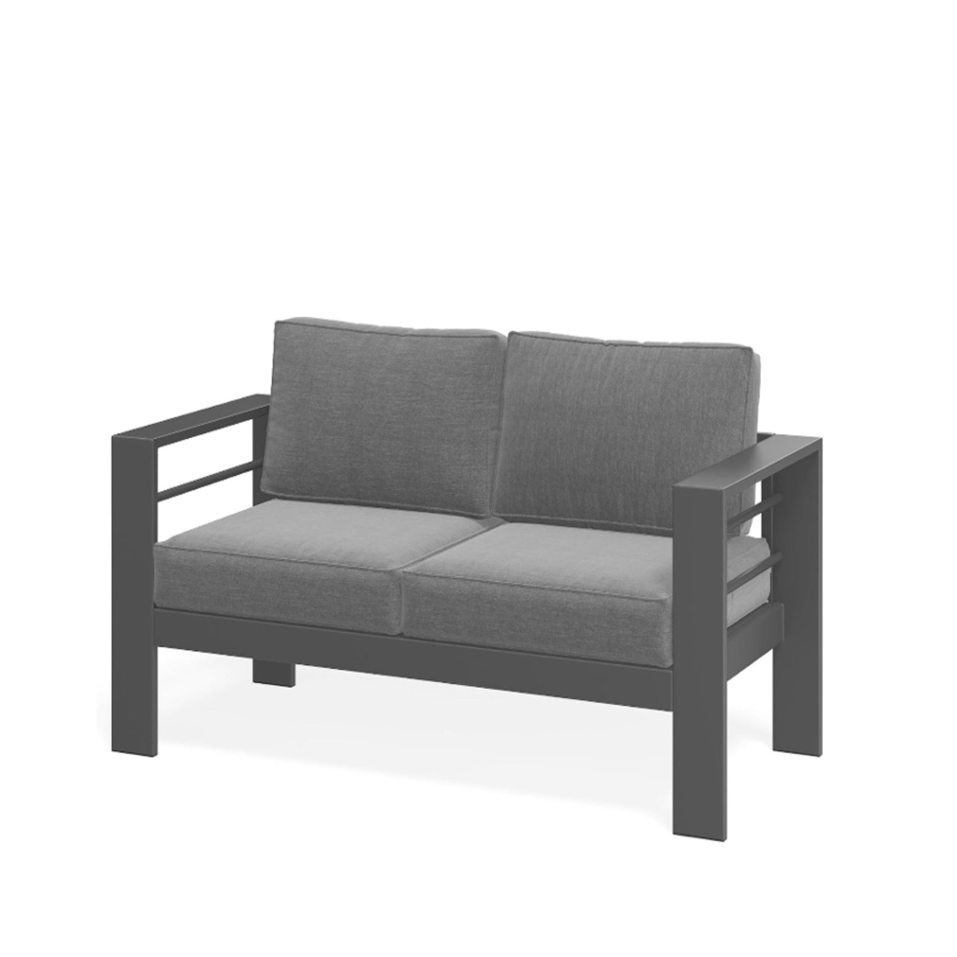 52" All-Weather Metal Loveseat Patio Sofa with Thick Gray Cushions & Gray Frame