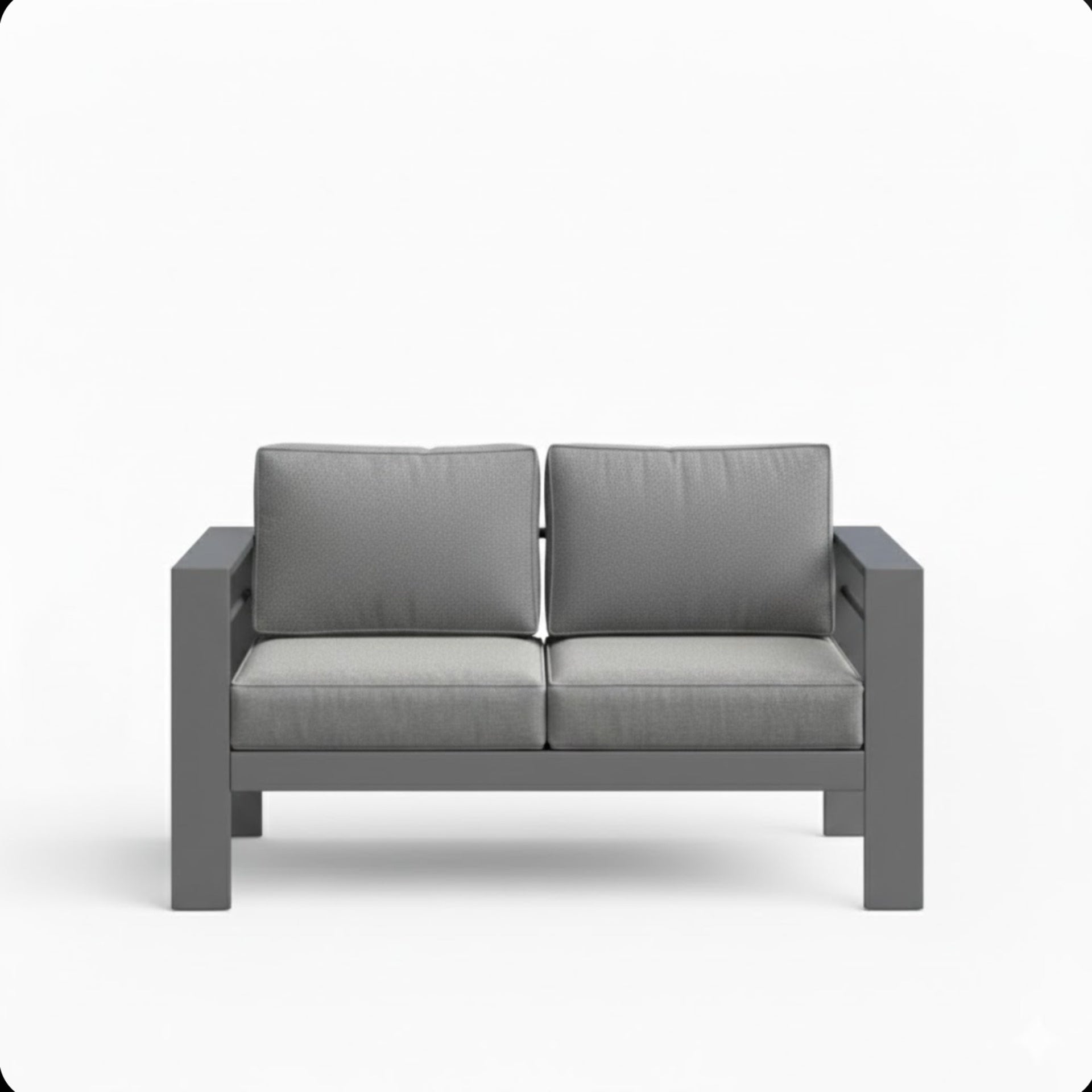 52" All-Weather Metal Loveseat Patio Sofa with Thick Gray Cushions & Gray Frame