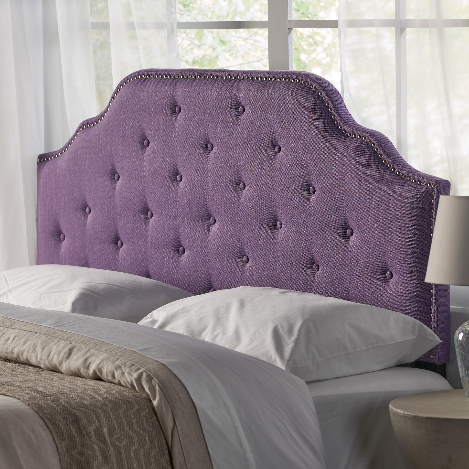 Tufted Upholstered Headboard Queen Size, Solid Wood Head Board with Durable Metal Legs, Adjustable Height Queen headboard with Nailhead Trim,fabric Headboard in Modern Button Tuffted Design
